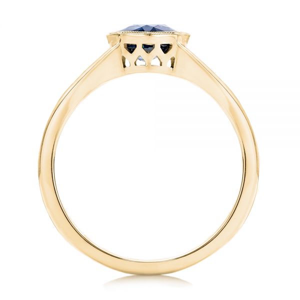 14k Yellow Gold 14k Yellow Gold Custom Solitaire Blue Sapphire Engagement Ring - Front View -  103126