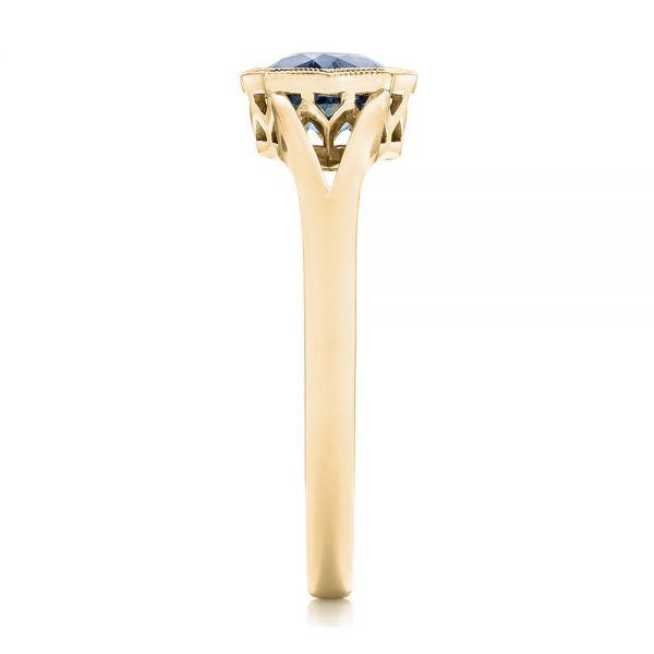 18k Yellow Gold 18k Yellow Gold Custom Solitaire Blue Sapphire Engagement Ring - Side View -  103126