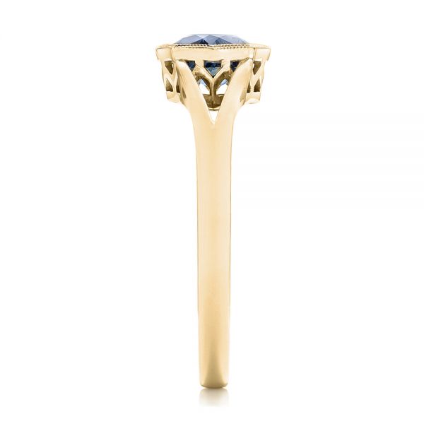 14k Yellow Gold 14k Yellow Gold Custom Solitaire Blue Sapphire Engagement Ring - Side View - 103126