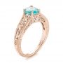 14k Rose Gold 14k Rose Gold Custom Solitaire Blue Zircon Engagement Ring - Three-Quarter View -  103243 - Thumbnail