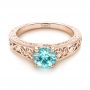 18k Rose Gold 18k Rose Gold Custom Solitaire Blue Zircon Engagement Ring - Flat View -  103243 - Thumbnail
