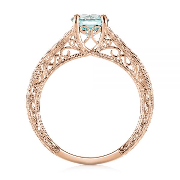 18k Rose Gold 18k Rose Gold Custom Solitaire Blue Zircon Engagement Ring - Front View - 103243