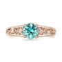 18k Rose Gold 18k Rose Gold Custom Solitaire Blue Zircon Engagement Ring - Top View -  103243 - Thumbnail
