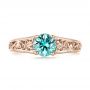 18k Rose Gold 18k Rose Gold Custom Solitaire Blue Zircon Engagement Ring - Top View -  103243 - Thumbnail