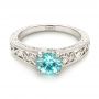 18k White Gold 18k White Gold Custom Solitaire Blue Zircon Engagement Ring - Flat View -  103243 - Thumbnail