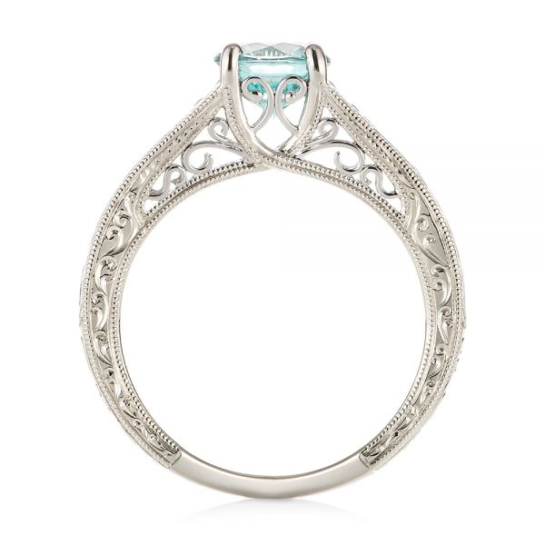  Platinum Platinum Custom Solitaire Blue Zircon Engagement Ring - Front View -  103243