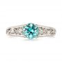14k White Gold Custom Solitaire Blue Zircon Engagement Ring - Top View -  103243 - Thumbnail