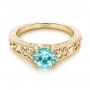 14k Yellow Gold 14k Yellow Gold Custom Solitaire Blue Zircon Engagement Ring - Flat View -  103243 - Thumbnail