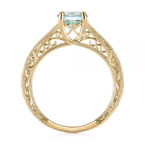 14k Yellow Gold 14k Yellow Gold Custom Solitaire Blue Zircon Engagement Ring - Front View - 103243