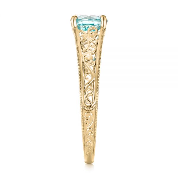 14k Yellow Gold 14k Yellow Gold Custom Solitaire Blue Zircon Engagement Ring - Side View - 103243