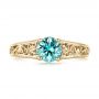 14k Yellow Gold 14k Yellow Gold Custom Solitaire Blue Zircon Engagement Ring - Top View -  103243 - Thumbnail