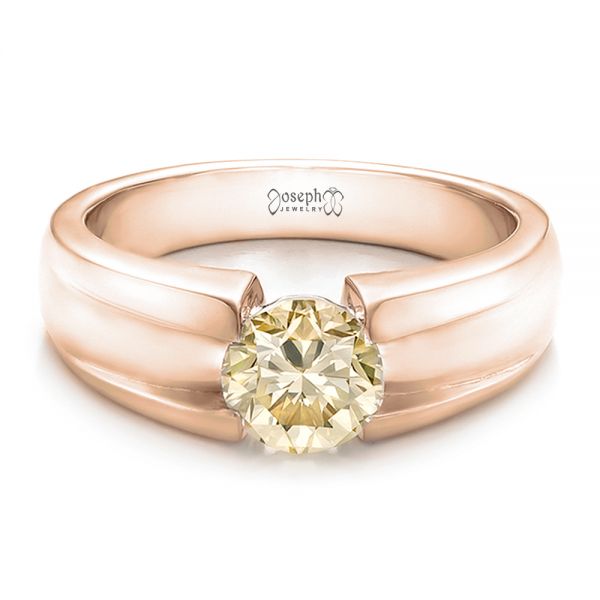 18k Rose Gold 18k Rose Gold Custom Solitaire Champagne Diamond Engagement Ring - Flat View -  100618