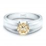  Platinum Custom Solitaire Champagne Diamond Engagement Ring - Flat View -  100618 - Thumbnail