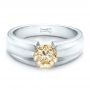 14k White Gold 14k White Gold Custom Solitaire Champagne Diamond Engagement Ring - Flat View -  100618 - Thumbnail