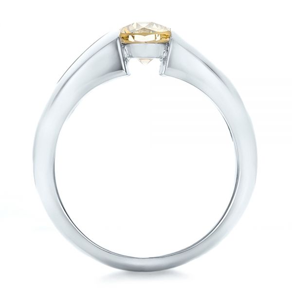  Platinum Custom Solitaire Champagne Diamond Engagement Ring - Front View -  100618
