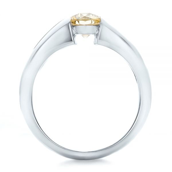 Platinum Custom Solitaire Champagne Diamond Engagement Ring - Front View - 100618