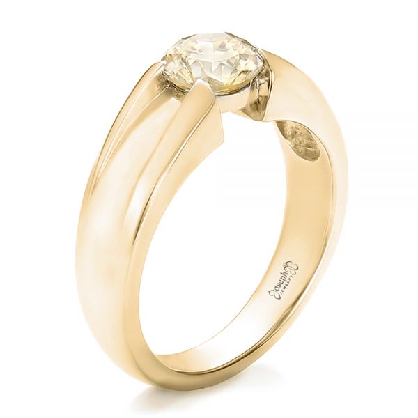 14k Yellow Gold 14k Yellow Gold Custom Solitaire Champagne Diamond Engagement Ring - Three-Quarter View -  100618