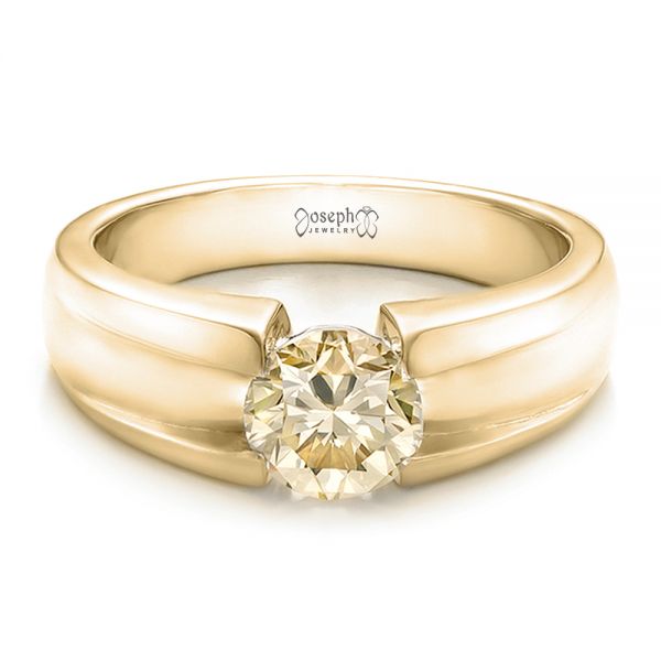 18k Yellow Gold 18k Yellow Gold Custom Solitaire Champagne Diamond Engagement Ring - Flat View -  100618