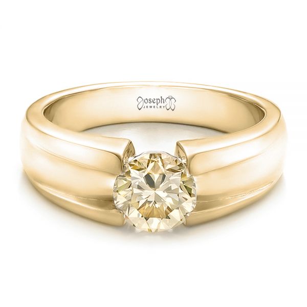 14k Yellow Gold 14k Yellow Gold Custom Solitaire Champagne Diamond Engagement Ring - Flat View - 100618