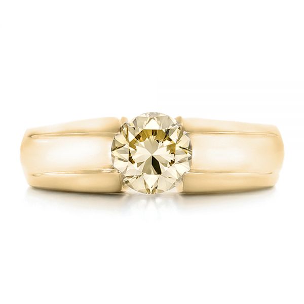 18k Yellow Gold 18k Yellow Gold Custom Solitaire Champagne Diamond Engagement Ring - Top View -  100618