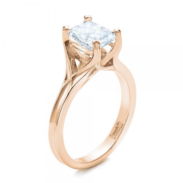 18k Rose Gold 18k Rose Gold Custom Solitaire Diamond Engagement Ring - Three-Quarter View -  101899