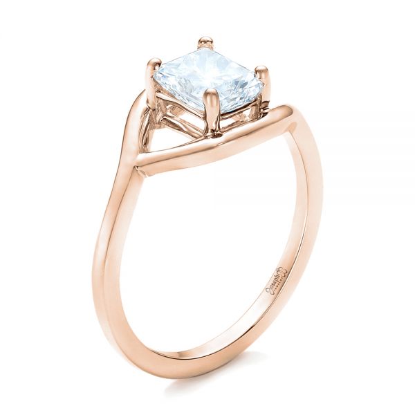 18k Rose Gold 18k Rose Gold Custom Solitaire Diamond Engagement Ring - Three-Quarter View -  102011