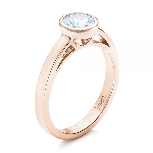 18k Rose Gold 18k Rose Gold Custom Solitaire Diamond Engagement Ring - Three-Quarter View -  102029