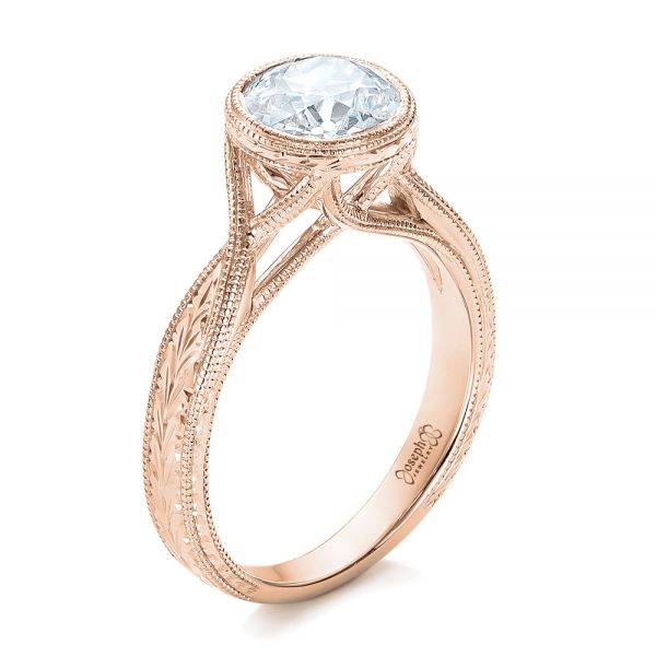 14k Rose Gold 14k Rose Gold Custom Solitaire Diamond Engagement Ring - Three-Quarter View -  102152