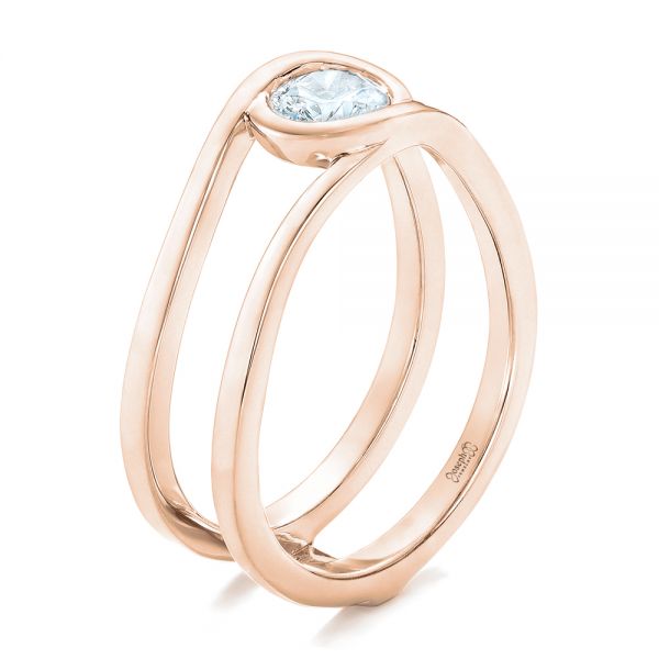 18k Rose Gold 18k Rose Gold Custom Solitaire Diamond Engagement Ring - Three-Quarter View -  102427