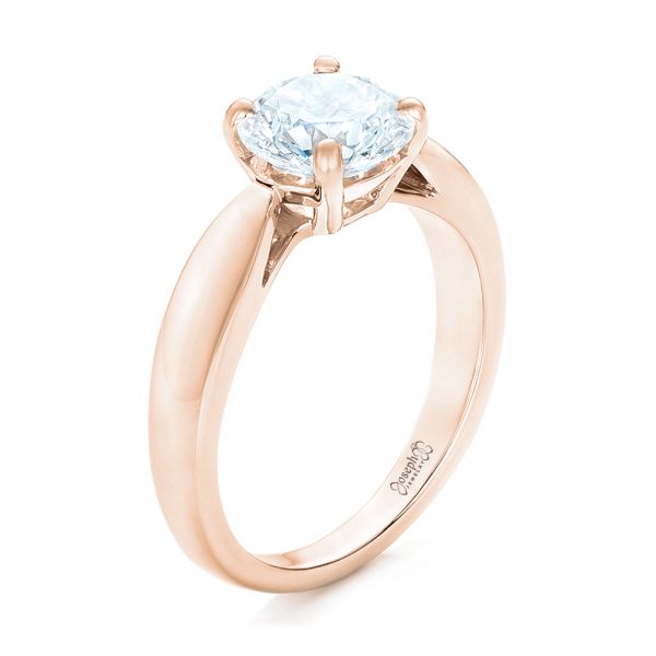 14k Rose Gold 14k Rose Gold Custom Solitaire Diamond Engagement Ring - Three-Quarter View -  102535