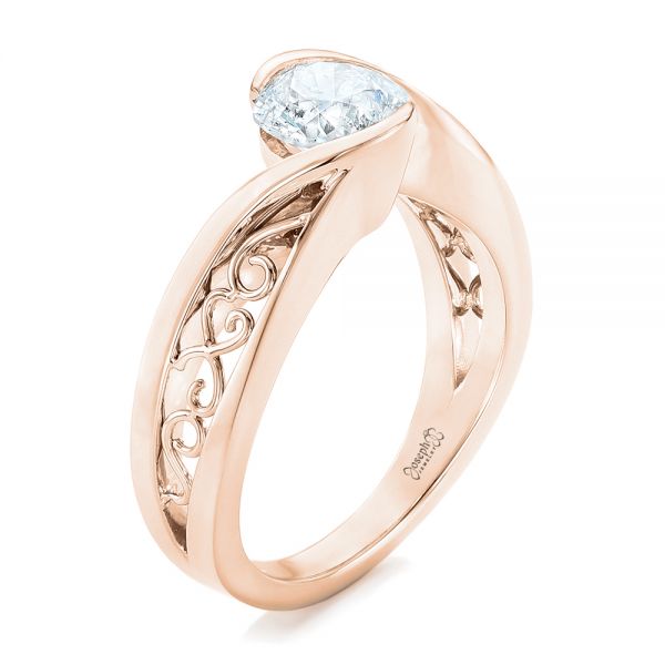 14k Rose Gold 14k Rose Gold Custom Solitaire Diamond Engagement Ring - Three-Quarter View -  102744