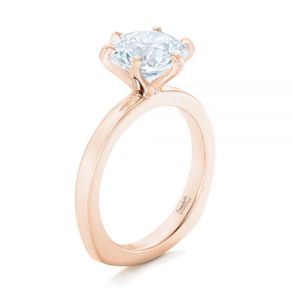 14k Rose Gold 14k Rose Gold Custom Solitaire Diamond Engagement Ring - Three-Quarter View -  102831