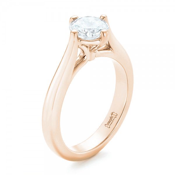 14k Rose Gold 14k Rose Gold Custom Solitaire Diamond Engagement Ring - Three-Quarter View -  102954