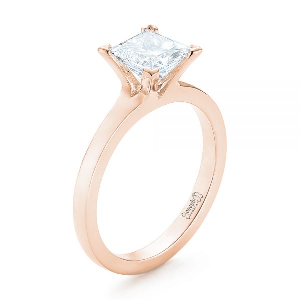 14k Rose Gold 14k Rose Gold Custom Solitaire Diamond Engagement Ring - Three-Quarter View -  102965