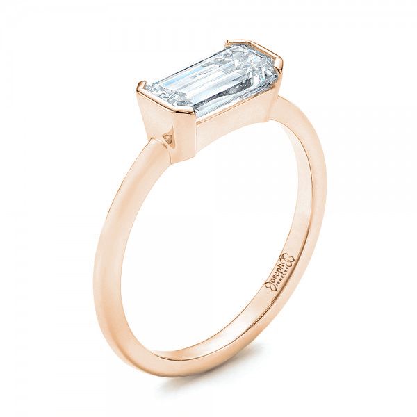 18k Rose Gold 18k Rose Gold Custom Solitaire Diamond Engagement Ring - Three-Quarter View -  103067