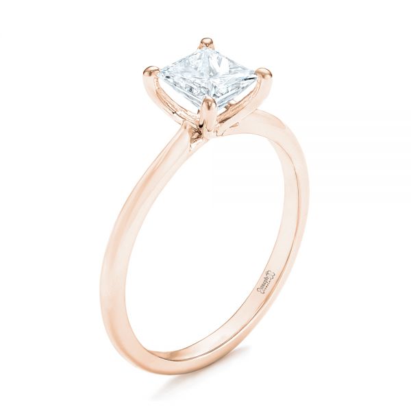 14k Rose Gold 14k Rose Gold Custom Solitaire Diamond Engagement Ring - Three-Quarter View -  103096