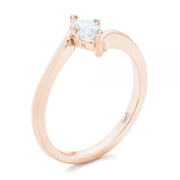 18k Rose Gold 18k Rose Gold Custom Solitaire Diamond Engagement Ring - Three-Quarter View -  103144