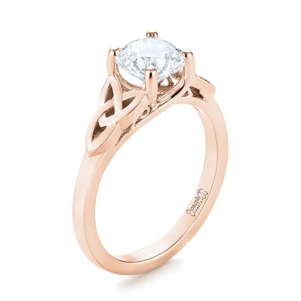 14k Rose Gold 14k Rose Gold Custom Solitaire Diamond Engagement Ring - Three-Quarter View -  103224