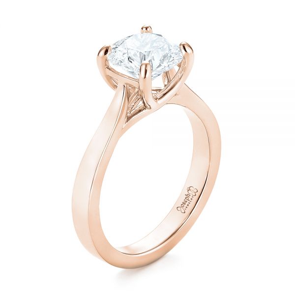 18k Rose Gold 18k Rose Gold Custom Solitaire Diamond Engagement Ring - Three-Quarter View -  103356