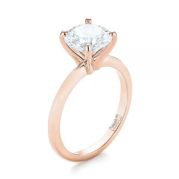 14k Rose Gold 14k Rose Gold Custom Solitaire Diamond Engagement Ring - Three-Quarter View -  103636