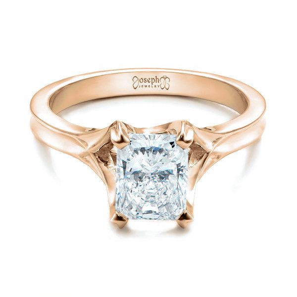 14k Rose Gold 14k Rose Gold Custom Solitaire Diamond Engagement Ring - Flat View -  101899