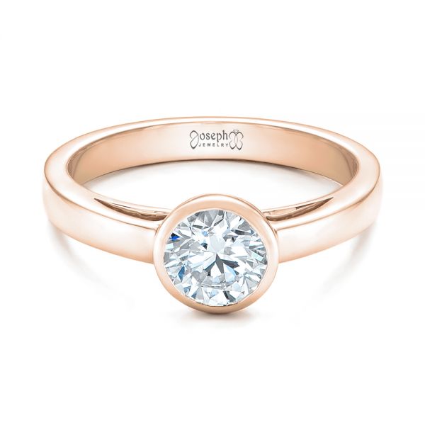 18k Rose Gold 18k Rose Gold Custom Solitaire Diamond Engagement Ring - Flat View -  102029