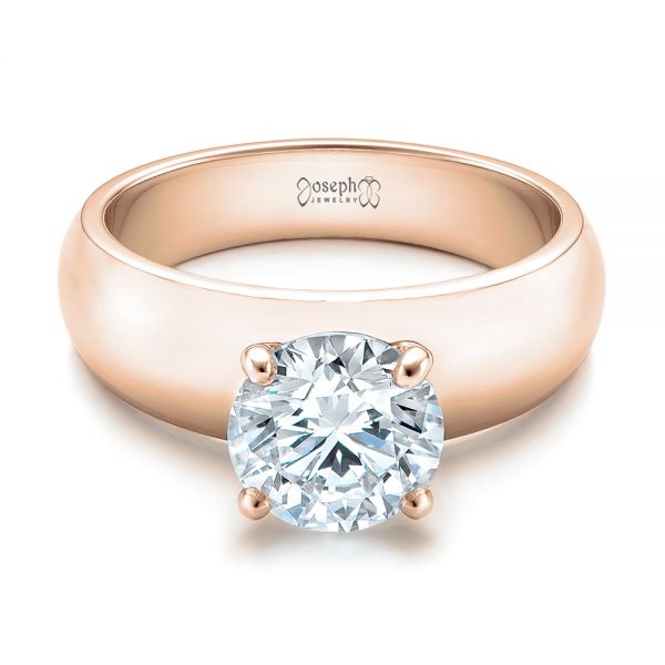 14k Rose Gold 14k Rose Gold Custom Solitaire Diamond Engagement Ring - Flat View -  102030