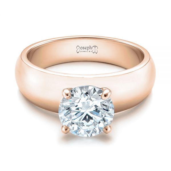 14k Rose Gold 14k Rose Gold Custom Solitaire Diamond Engagement Ring - Flat View - 102030