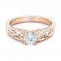 18k Rose Gold 18k Rose Gold Custom Solitaire Diamond Engagement Ring - Flat View -  102074 - Thumbnail