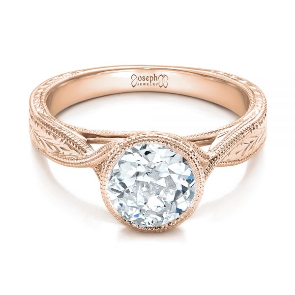 14k Rose Gold 14k Rose Gold Custom Solitaire Diamond Engagement Ring - Flat View - 102152