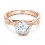 14k Rose Gold 14k Rose Gold Custom Solitaire Diamond Engagement Ring - Flat View -  102152 - Thumbnail