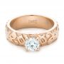 14k Rose Gold 14k Rose Gold Custom Solitaire Diamond Engagement Ring - Flat View -  102306 - Thumbnail