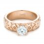 14k Rose Gold 14k Rose Gold Custom Solitaire Diamond Engagement Ring - Flat View -  102306 - Thumbnail
