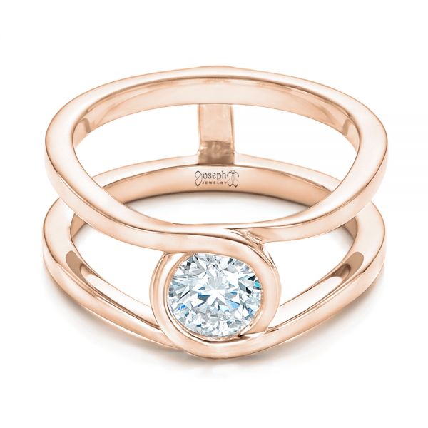 18k Rose Gold 18k Rose Gold Custom Solitaire Diamond Engagement Ring - Flat View -  102427